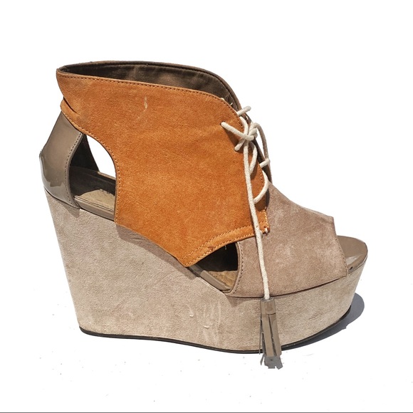 H&M Tan / Orange Suede Wedges - Picture 2 of 2
